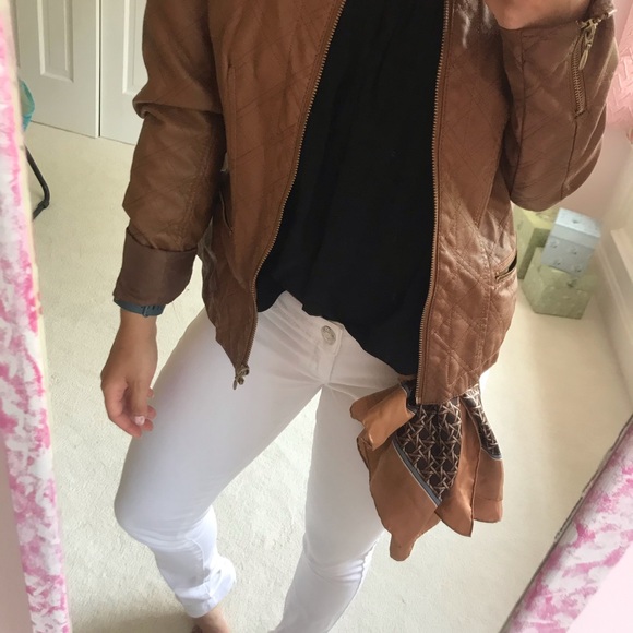 Tan leather jacket - Picture 3 of 4